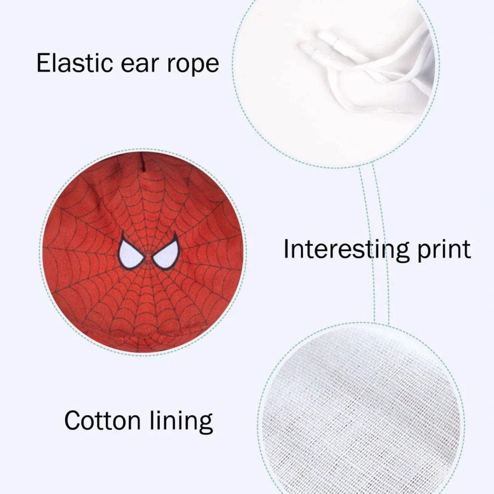 Reusable Cloth Face Cover with Nose Wire, 3D Red Spider Man Cute Designer